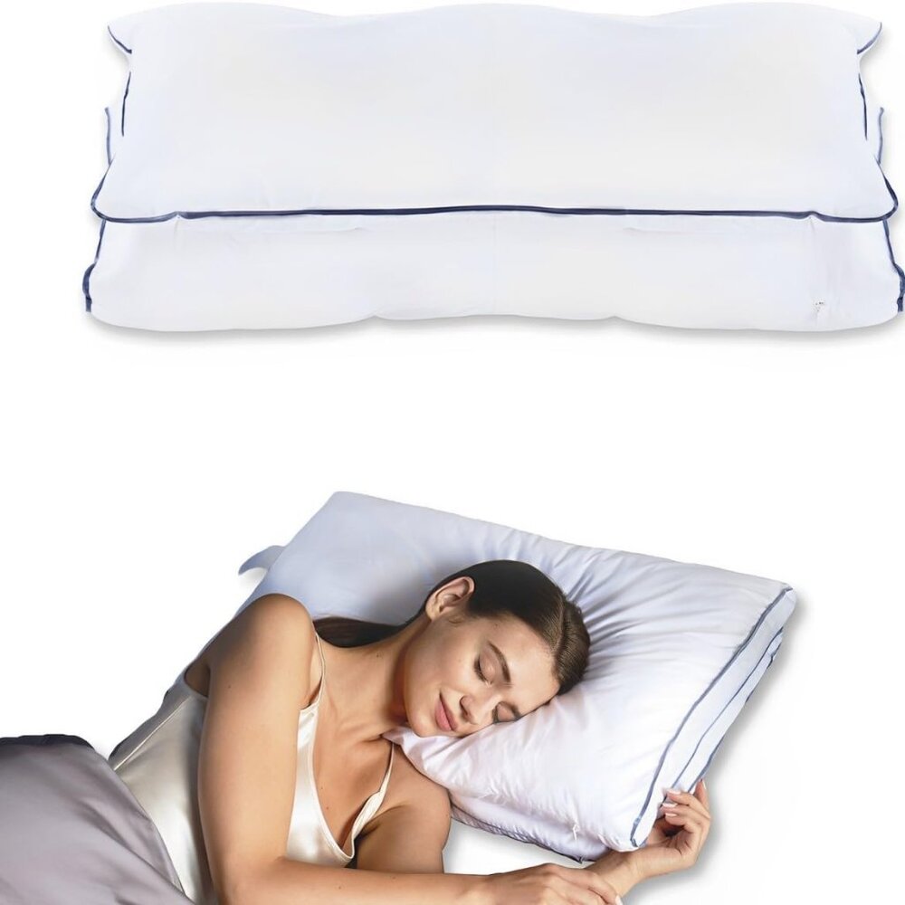 SKG Feather Adjustable Cervical Pillows Innovative Two-Layer Ergonomic D7